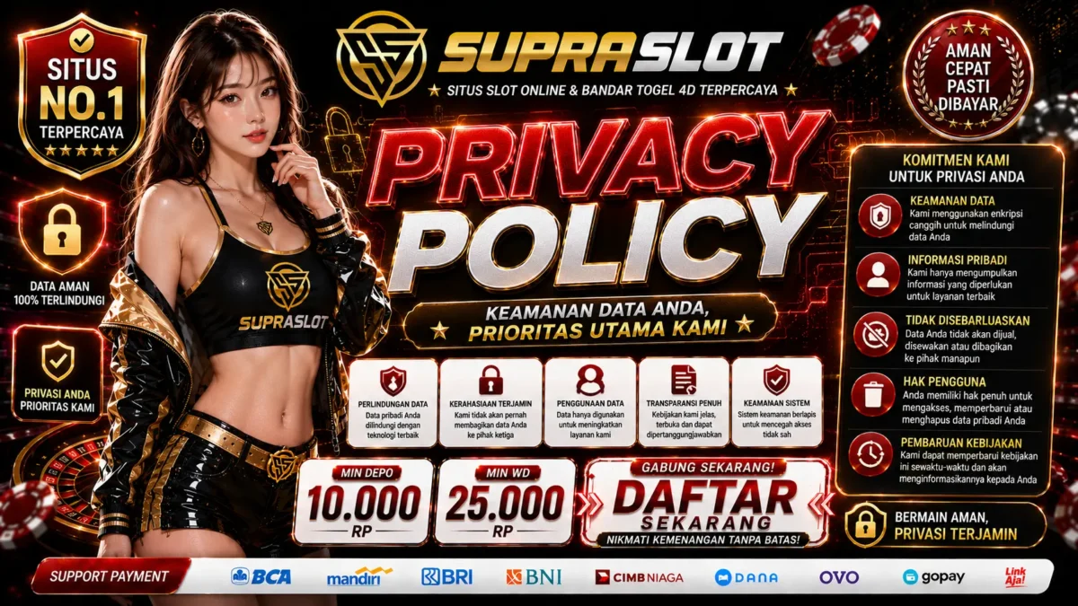 Privacy policy SUPRASLOT - keamanan data dan privasi anda prioritas utama kami 100% terlindungi